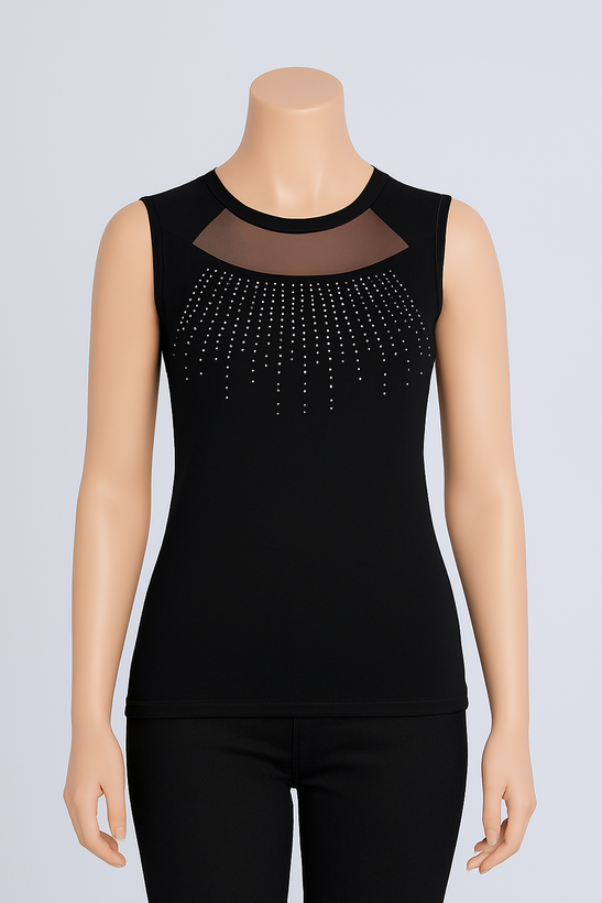 تاپ یقه توری مشکی