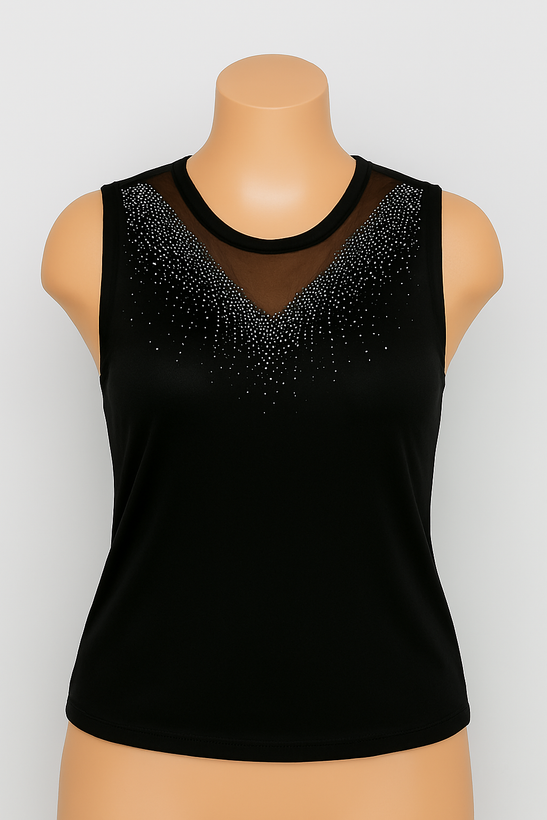 تاپ یقه توری مشکی