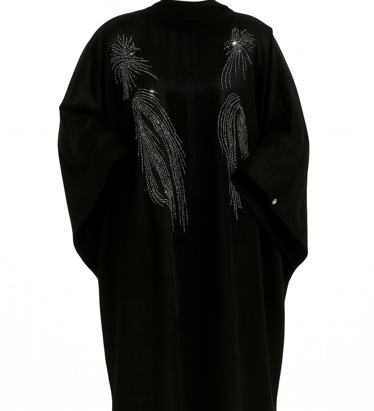 مانتو عبایی مشکی طرح طاووس